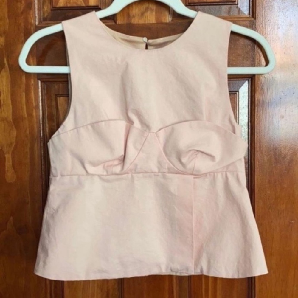 ZARA Pink Peplum Bustier Tank Crop Top Size Medium - Picture 3 of 6